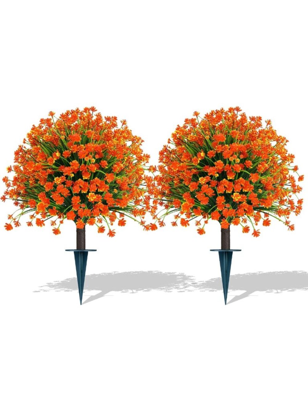 Fall 2-Pack 24" Artificial Flowers with Ground Spikes - Vibrant Outdoor Decor